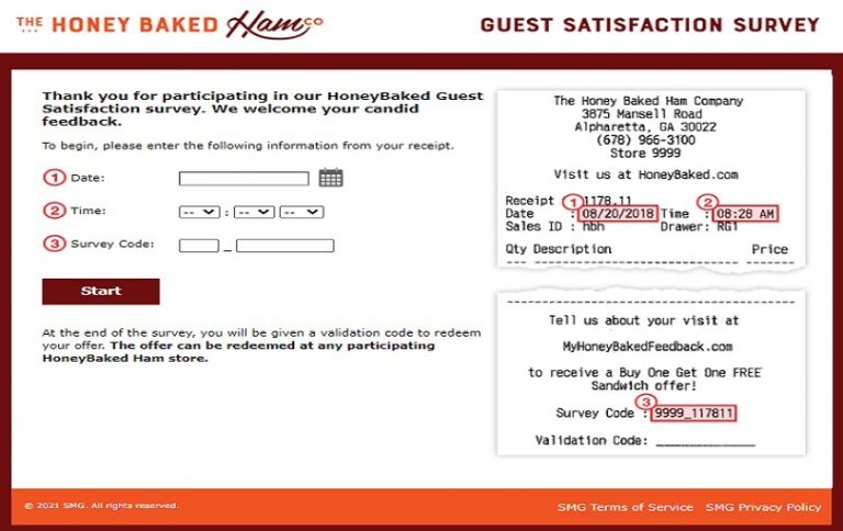 Honeybaked Guest Satisfaction Survey At myhoneybakedfeedback.com