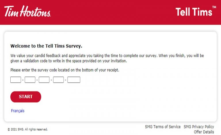 Tim Hortons Survey @ telltimhortons.com – Win Timhortons Reward